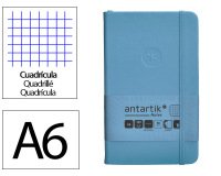 Cuaderno con gomilla Antartik notes tapa dura A6 hojas cuadricula azul claro 100 hojas 80 g