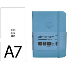 Cuaderno con gomilla antartik notes tapa dura a7 hojas lisas azul claro 80 hojas 80 gr fsc