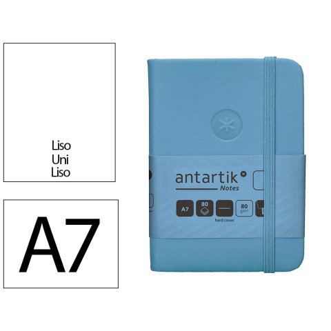 Cuaderno con gomilla Antartik notes tapa dura A7 hojas lisas azul claro 80 hojas 80 g