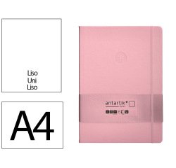 Cuaderno con gomilla Antartik notes tapa dura A4 hojas lisas rosa pastel 100 hojas 80 g