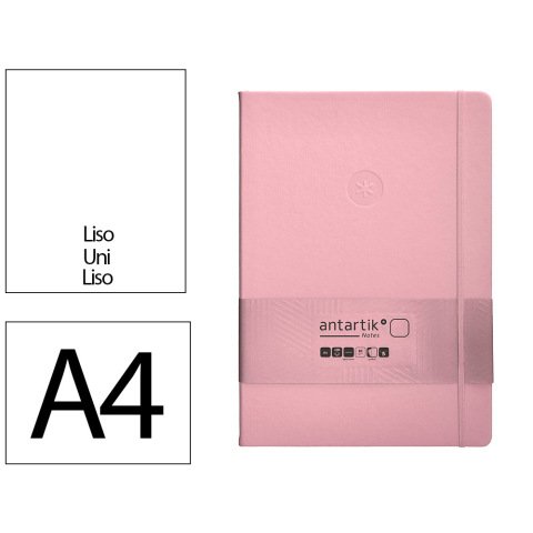 Cuaderno con gomilla Antartik notes tapa dura A4 hojas lisas rosa pastel 100 hojas 80 g