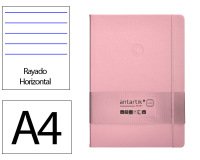 Cuaderno con gomilla Antartik notes tapa dura A4 hojas rayas rosa pastel 100 hojas 80 g