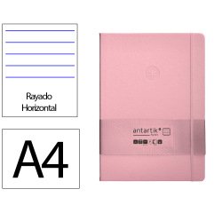 Cuaderno con gomilla Antartik notes tapa dura A4 hojas rayas rosa pastel 100 hojas 80 g