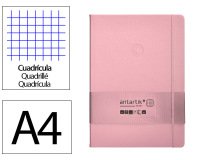 Cuaderno con gomilla Antartik notes tapa dura A4 hojas cuadricula rosa pastel 100 hojas 80 g.