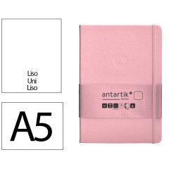 Cuaderno con gomilla Antartik notes tapa dura A5 hojas lisas rosa pastel 100 hojas 80 g