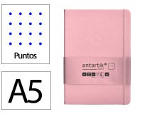 Cuaderno con gomilla Antartik notes tapa dura A5 hojas puntos rosa pastel 100 hojas 80 g