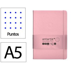 Cuaderno con gomilla Antartik notes tapa dura A5 hojas puntos rosa pastel 100 hojas 80 g