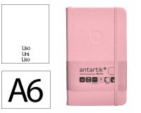 Cuaderno con gomilla antartik notes tapa dura A6 hojas lisas rosa pastel 100 hojas 80 g