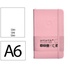 Cuaderno con gomilla antartik notes tapa dura A6 hojas lisas rosa pastel 100 hojas 80 g