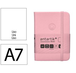 Cuaderno con gomilla antartik notes tapa dura a7 hojas lisas rosa pastel 80 hojas 80 gr fsc