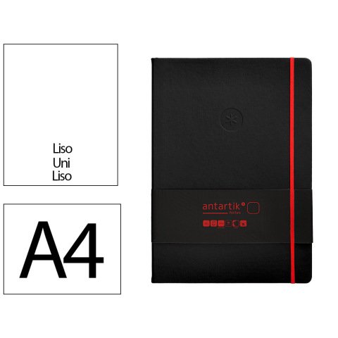 Cuaderno con gomilla Antartik notes tapa dura A4 hojas lisas negro y rojo 100 hojas 80 g