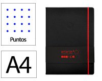Cuaderno con gomilla Antartik notes tapa dura A4 hojas puntos negro y rojo 100 hojas 80 g
