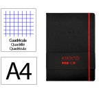Cuaderno con gomilla Antartik notes tapa dura A4 hojas cuadricula negro y rojo 100 hojas 80 g