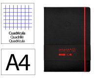Cuaderno con gomilla Antartik notes tapa dura A4 hojas cuadricula negro y rojo 100 hojas 80 g