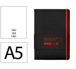 Cuaderno con gomilla Antartik notes tapa dura A5 hojas lisas negro y rojo 100 hojas 80 g