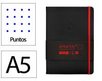 Cuaderno con gomilla Antartik notes tapa dura A5 hojas puntos negro y rojo 100 hojas 80 g