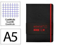 Cuaderno con gomilla Antartik notes tapa dura A5 hojas cuadricula negro y rojo 100 hojas 80 g