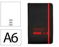 Cuaderno con gomilla antartik notes tapa dura a6 hojas lisas negro y rojo 100 hojas 80 gr fsc