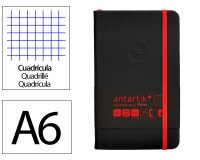 Cuaderno con gomilla antartik notes tapa dura A6 hojas cuadricula negro y rojo 100 hojas 80 g