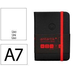Cuaderno con gomilla antartik notes tapa dura a7 hojas lisas negro y rojo 80 hojas 80 gr fsc