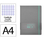 Cuaderno con gomilla Antartik notes tapa dura A4 hojas cuadricula gris y turquesa 100 hojas 80 g