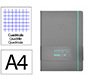 Cuaderno con gomilla Antartik notes tapa dura A4 hojas cuadricula gris y turquesa 100 hojas 80 g