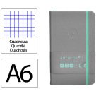 Cuaderno con gomilla antartik notes tapa dura a6 hojas cuadricula gris y turquesa 100 hojas 80 gr