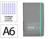 Cuaderno con gomilla antartik notes tapa dura a6 hojas cuadricula gris y turquesa 100 hojas 80 gr fsc