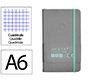 Cuaderno con gomilla antartik notes tapa dura a6 hojas cuadricula gris y turquesa 100 hojas 80 gr