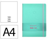 Cuaderno con gomilla Antartik notes tapa dura A4 hojas lisas rosa y turquesa 100 hojas 80 g