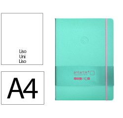 Cuaderno con gomilla antartik notes tapa dura a4 hojas lisas rosa y turquesa 100 hojas 80 gr fsc