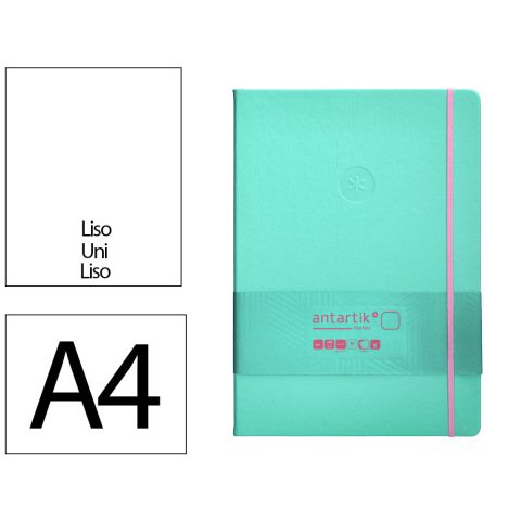 Cuaderno con gomilla Antartik notes tapa dura A4 hojas lisas rosa y turquesa 100 hojas 80 g