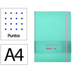 Cuaderno con gomilla Antartik notes tapa dura A4 hojas puntos rosa y turquesa 100 hojas 80 g