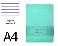 Cuaderno con gomilla Antartik notes tapa dura A4 hojas rayas rosa y turquesa 100 hojas 80 g