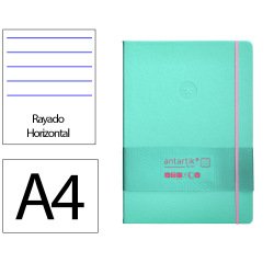 Cuaderno con gomilla Antartik notes tapa dura A4 hojas rayas rosa y turquesa 100 hojas 80 g