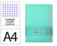 Cuaderno con gomilla Antartik notes tapa dura A4 hojas cuadricula rosa y turquesa 100 hojas 80 g