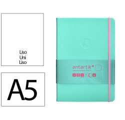 Cuaderno con gomilla antartik notes tapa dura a5 hojas lisas rosa y turquesa 100 hojas 80 gr fsc