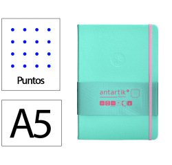 Cuaderno con gomilla Antartik notes tapa dura A5 hojas puntos rosa y turquesa 100 hojas 80 g