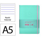 Cuaderno con gomilla Antartik notes tapa dura A5 hojas rayas rosa y turquesa 100 hojas 80 g