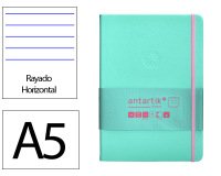 Cuaderno con gomilla Antartik notes tapa dura A5 hojas rayas rosa y turquesa 100 hojas 80 g