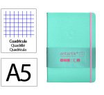 Cuaderno con gomilla Antartik notes tapa dura A5 hojas cuadricula rosa y turquesa 100 hojas 80 g