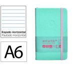 Cuaderno con gomilla Antartik notes tapa dura A6 hojas rayas rosa y turquesa 100 hojas 80 g