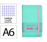 Cuaderno con gomilla Antartik notes tapa dura A6 hojas cuadricula rosa y turquesa 100 hojas 80 g