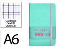 Cuaderno con gomilla Antartik notes tapa dura A6 hojas cuadricula rosa y turquesa 100 hojas 80 g