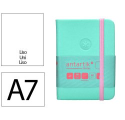 Cuaderno con gomilla antartik notes tapa dura a7 hojas lisas rosa y turquesa 80 hojas 80 gr fsc