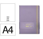 Cuaderno con gomilla Antartik notes tapa dura A4 hojas lisas morado y amarillo 100 hojas 80 g