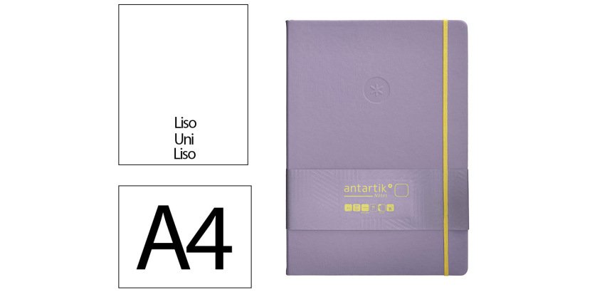 Cuaderno con gomilla Antartik notes tapa dura A4 hojas lisas morado y amarillo 100 hojas 80 g