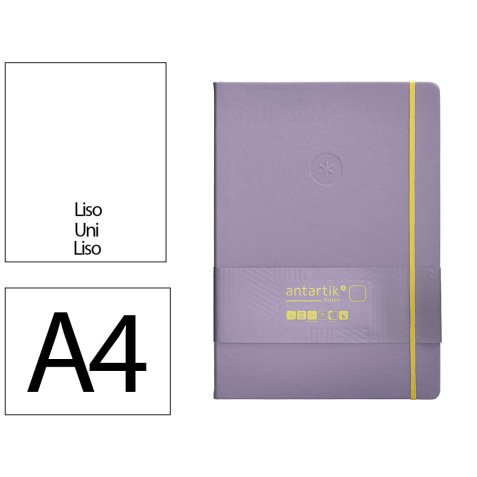 Cuaderno con gomilla antartik notes tapa dura a4 hojas lisas morado y amarillo 100 hojas 80 gr fsc