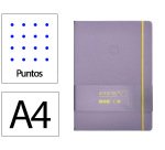 Cuaderno con gomilla Antartik notes tapa dura A4 hojas puntos morado y amarillo 100 hojas 80 g