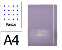 Cuaderno con gomilla Antartik notes tapa dura A4 hojas puntos morado y amarillo 100 hojas 80 g